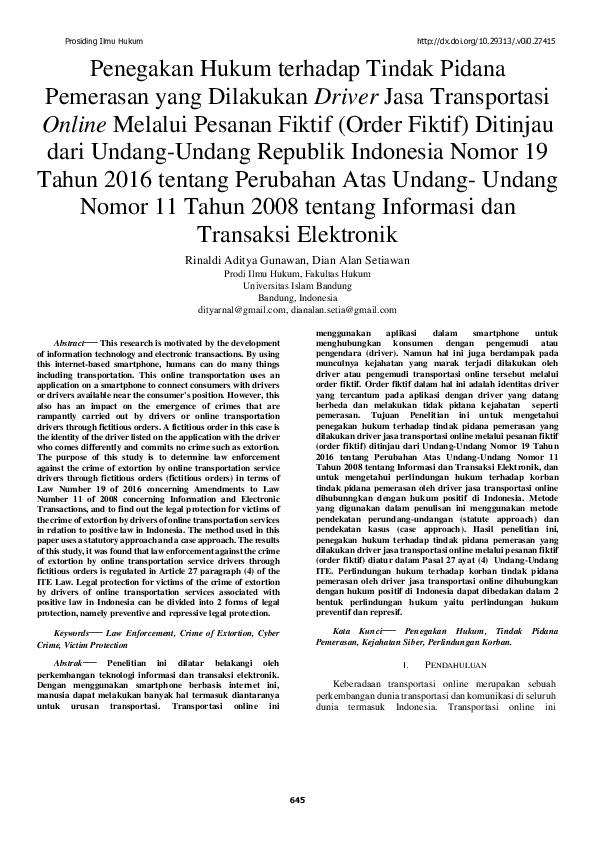 (PDF) Penegakan Hukum terhadap Tindak Pidana Pemerasan yang Dilakukan ...