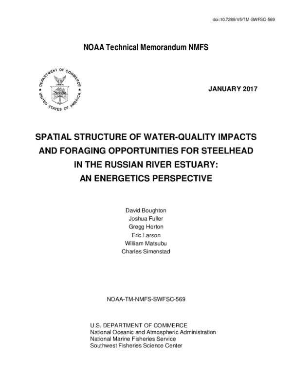 (PDF) Spatial structure of water-quality impacts and foraging ...