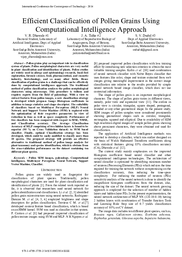 (PDF) Efficient classification of pollen grains using computational ...