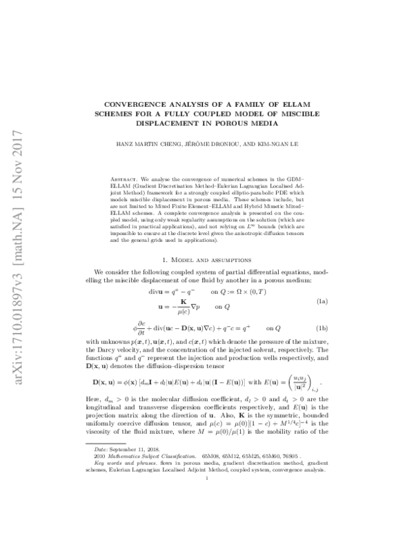 (PDF) Convergence analysis of a family of ELLAM schemes for a fully ...