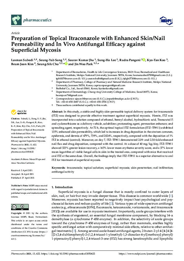 (PDF) Preparation of Topical Itraconazole with Enhanced Skin/Nail