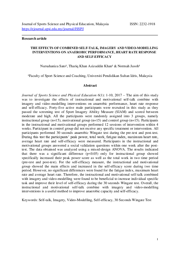 (PDF) The effects of combined self-talk, imagery and video-modelling ...