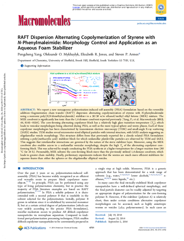 (PDF) RAFT Dispersion Alternating Copolymerization of Styrene with N ...