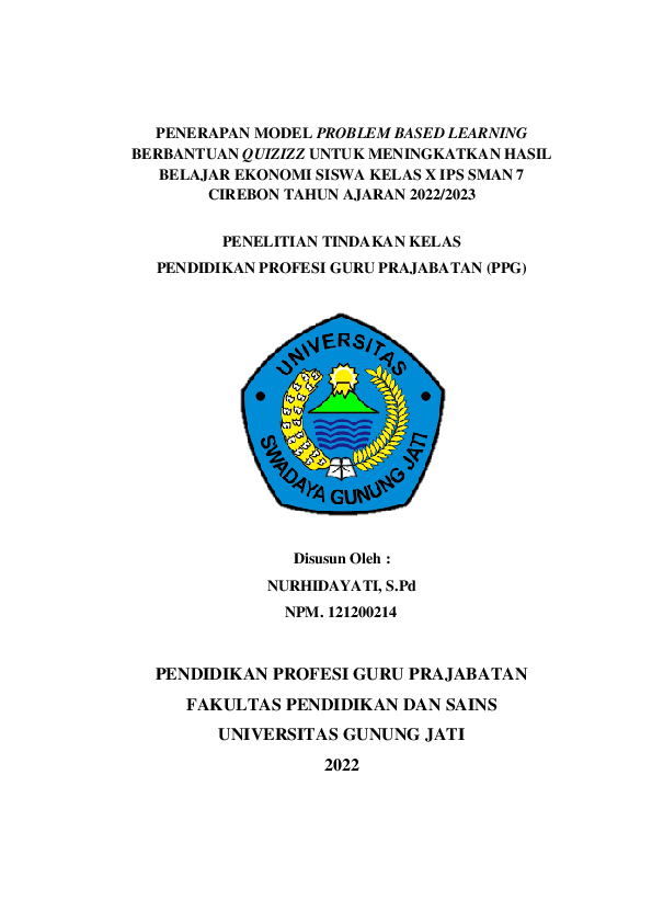 (PDF) PENERAPAN MODEL PROBLEM BASED LEARNING BERBANTUAN QUIZIZZ UNTUK ...