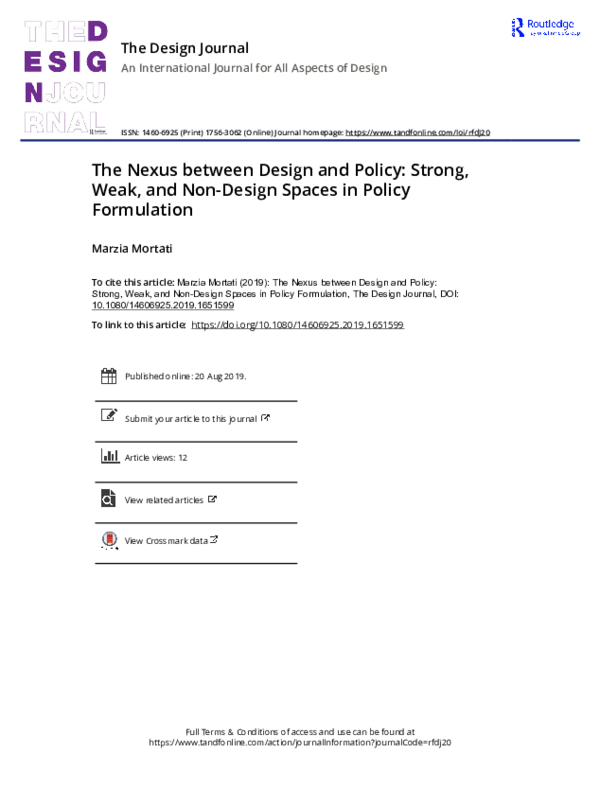 (PDF) The Nexus between Design and Policy: Strong, Weak, and Non-Design ...