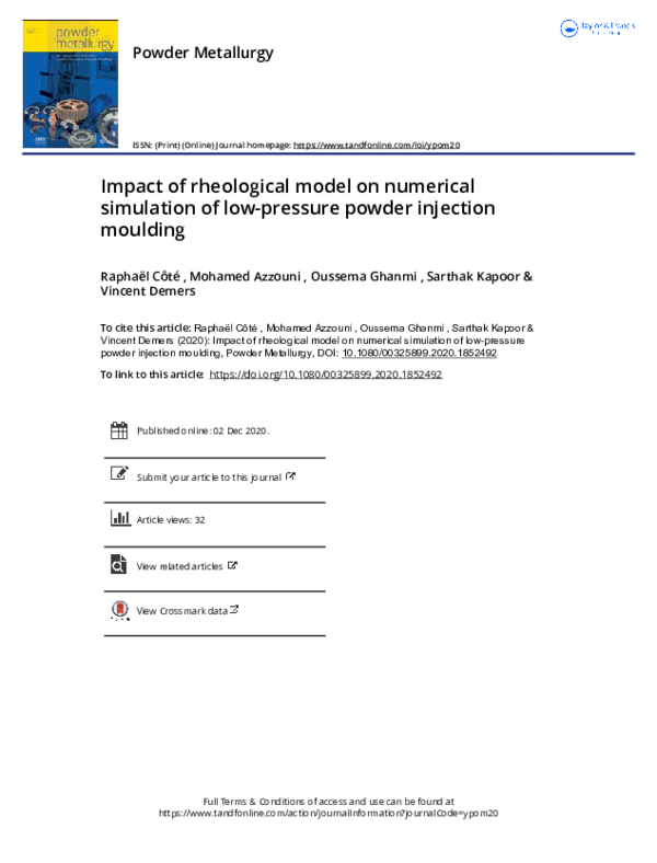 (PDF) Impact of rheological model on numerical simulation of low ...