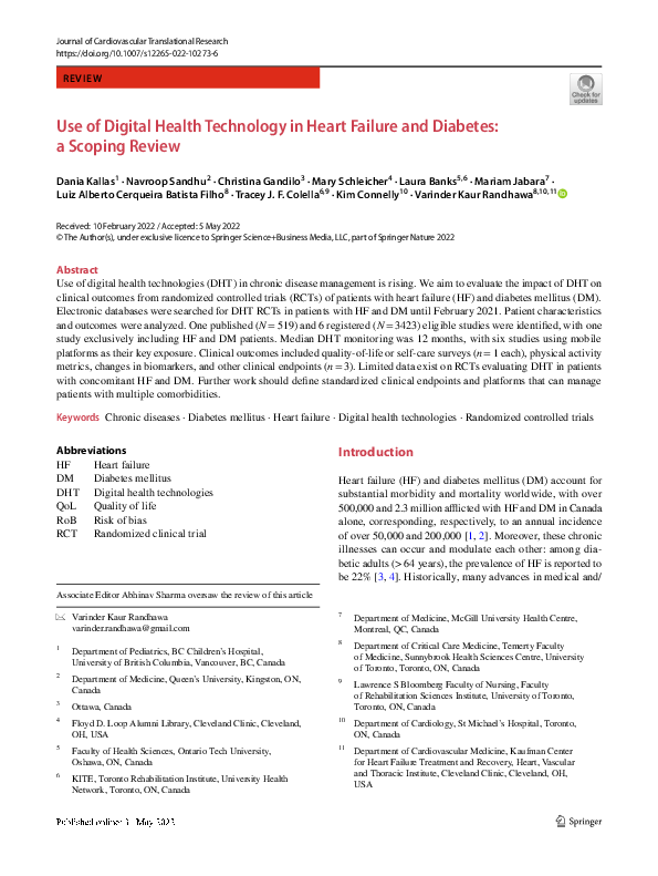 (PDF) Use of Digital Health Technology in Heart Failure and Diabetes: a ...