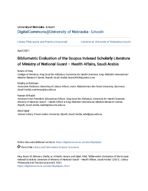  pdf bibliometric evaluation of the scopus indexed scholarly