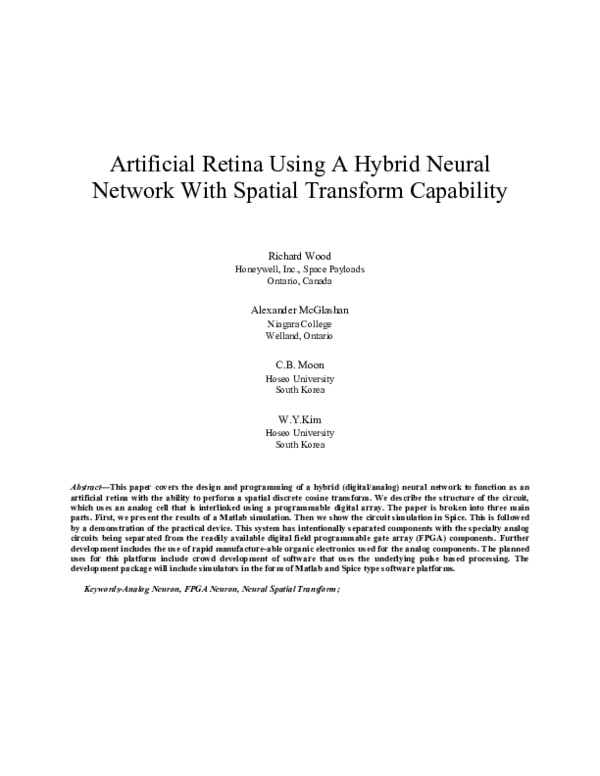(PDF) Artificial Retina Using A Hybrid Neural Network With Spatial ...