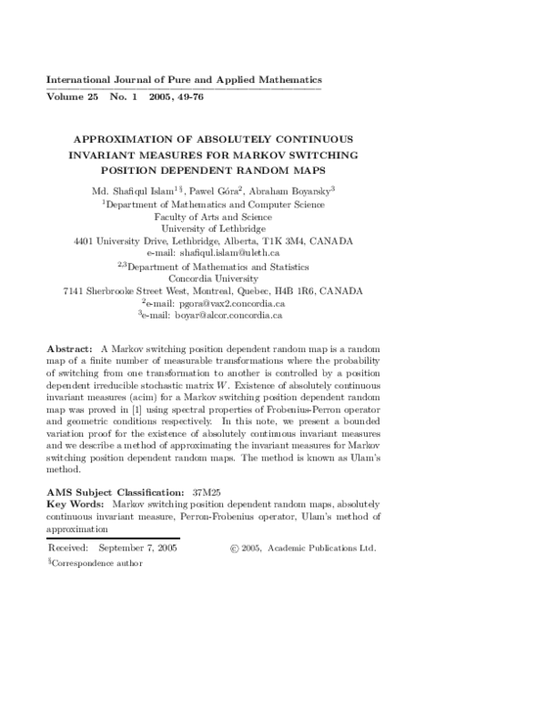 (PDF) Approximation of absolutely continuous invariant measures for ...