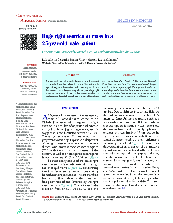 (PDF) Huge right ventricular mass in a 25-year-old male patient