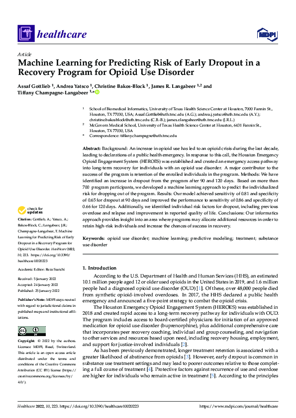 (PDF) Machine Learning for Predicting Risk of Early Dropout in a ...