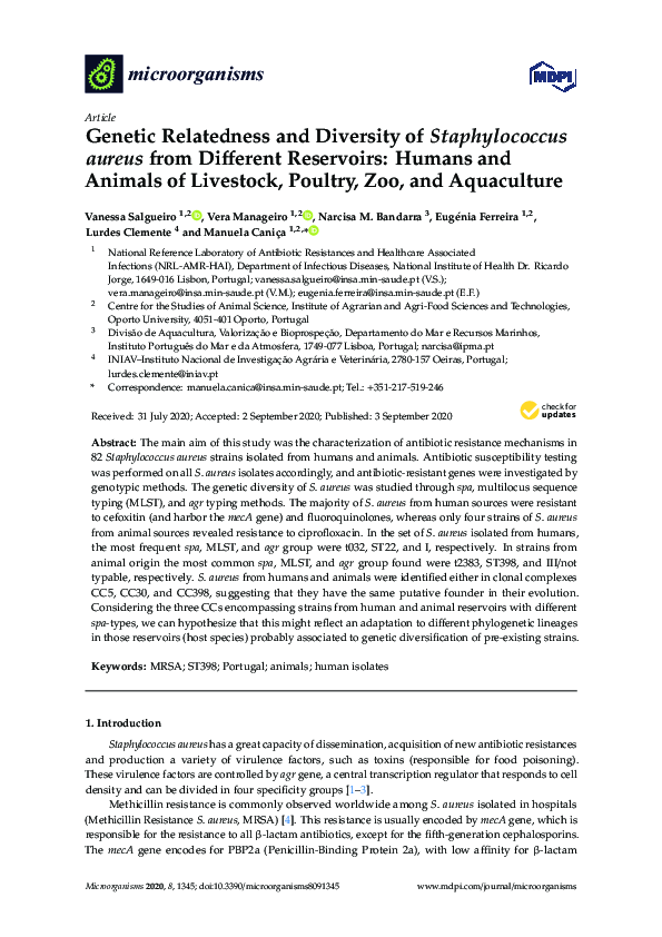 (PDF) Genetic Relatedness and Diversity of Staphylococcus aureus from ...