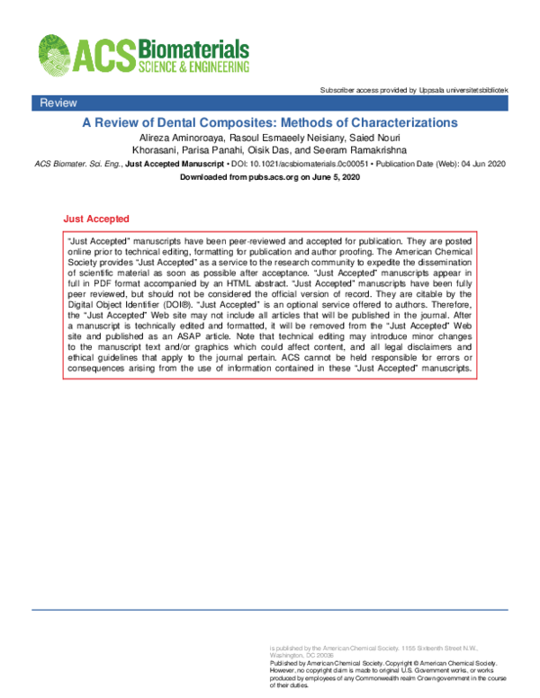 (PDF) A Review of Dental Composites Methods of Characterizations