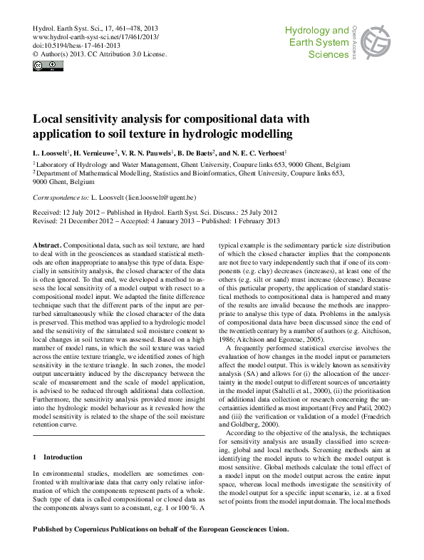 (PDF) Local sensitivity analysis for compositional data with ...