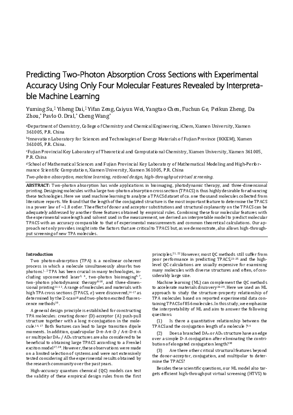 (PDF) Predicting Two-Photon Absorption Cross Sections with Experimental ...