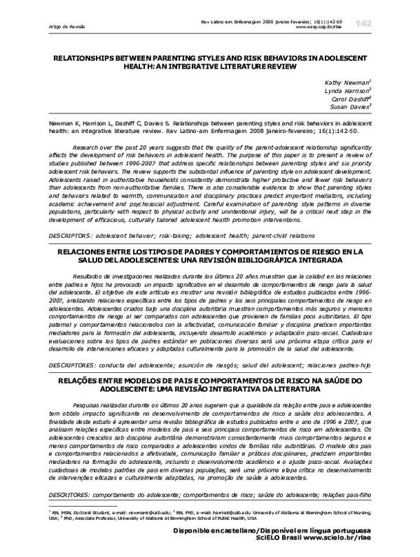 (PDF) Relationships between parenting styles and risk behaviors in ...