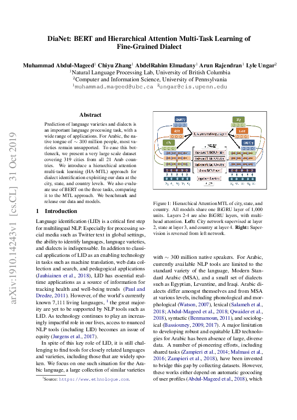 (PDF) DiaNet: BERT and Hierarchical Attention Multi-Task Learning of ...
