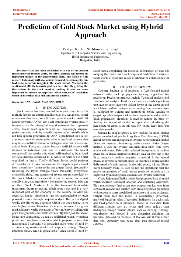 (PDF) Prediction of Gold Stock Market Using Hybrid Approach
