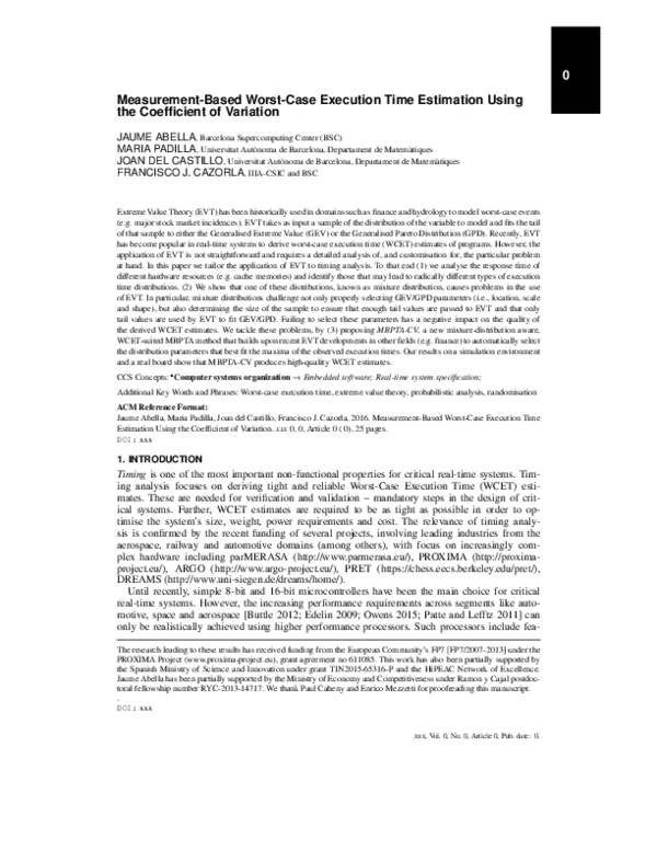 (PDF) Measurement-Based Worst-Case Execution Time Estimation Using the ...