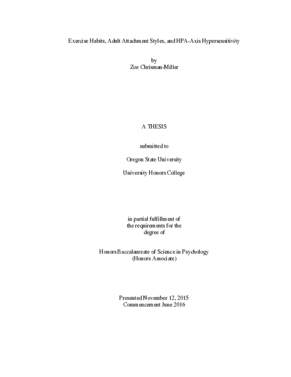 (PDF) Exercise Habits, Adult Attachment Styles, and HPA-Axis ...