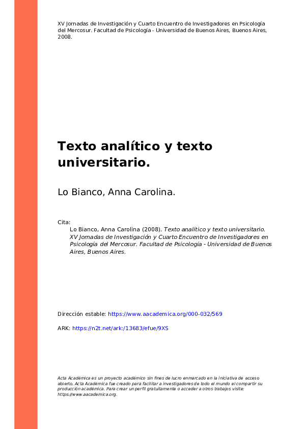 (PDF) Texto Analítico y Texto Universitario