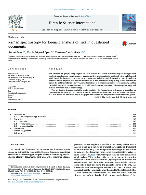 (PDF) Raman spectroscopy for forensic analysis of inks in questioned ...