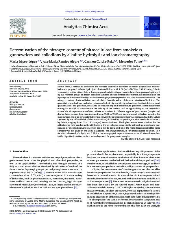 (PDF) Determination of the nitrogen content of nitrocellulose from ...