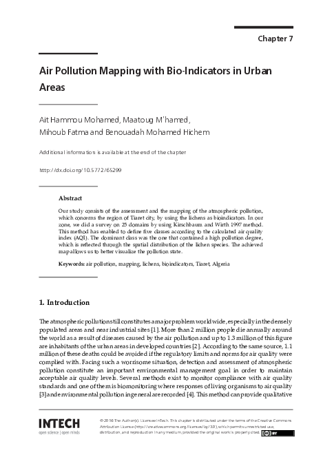 (PDF) Air Pollution Mapping with Bio‐Indicators in Urban Areas