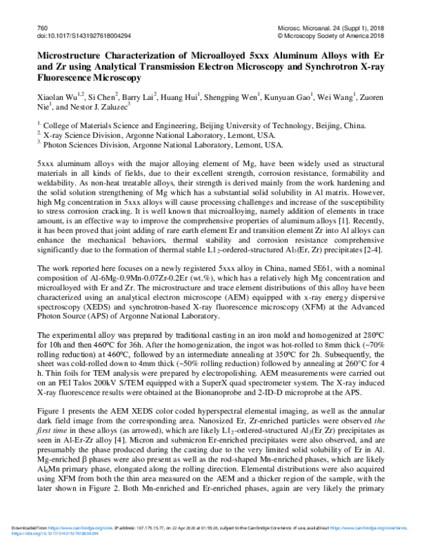 (PDF) Microstructure Characterization of Microalloyed 5xxx Aluminum