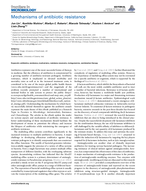 (PDF) Mechanisms of antibiotic resistance