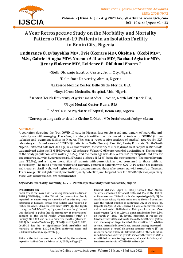 (PDF) A Year Retrospective Study on the Morbidity and Mortality Pattern ...