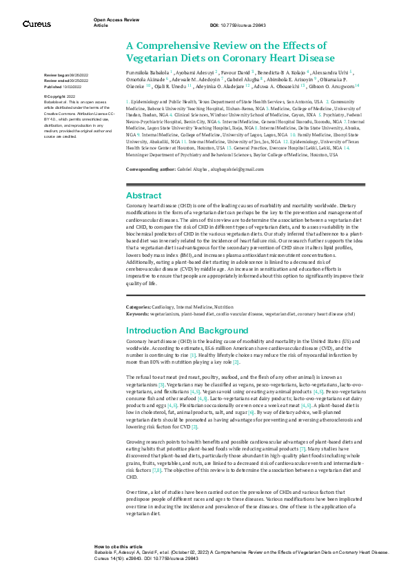(PDF) A Comprehensive Review on the Effects of Vegetarian Diets on ...