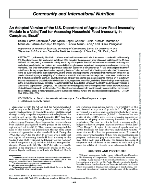 (PDF) An Adapted Version of the U.S. Department of Agriculture Food ...