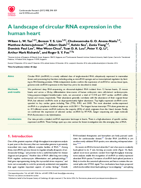 (PDF) A landscape of circular RNA expression in the human heart
