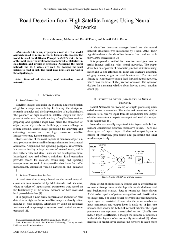 (PDF) Road Detection from High Satellite Images Using Neural Networks