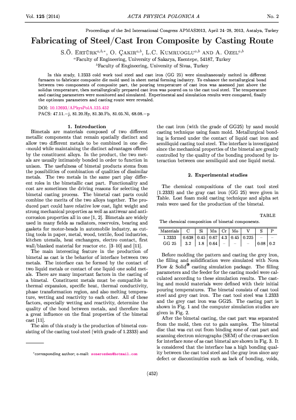 (PDF) Fabricating of Steel/Cast Iron Composite by Casting Route