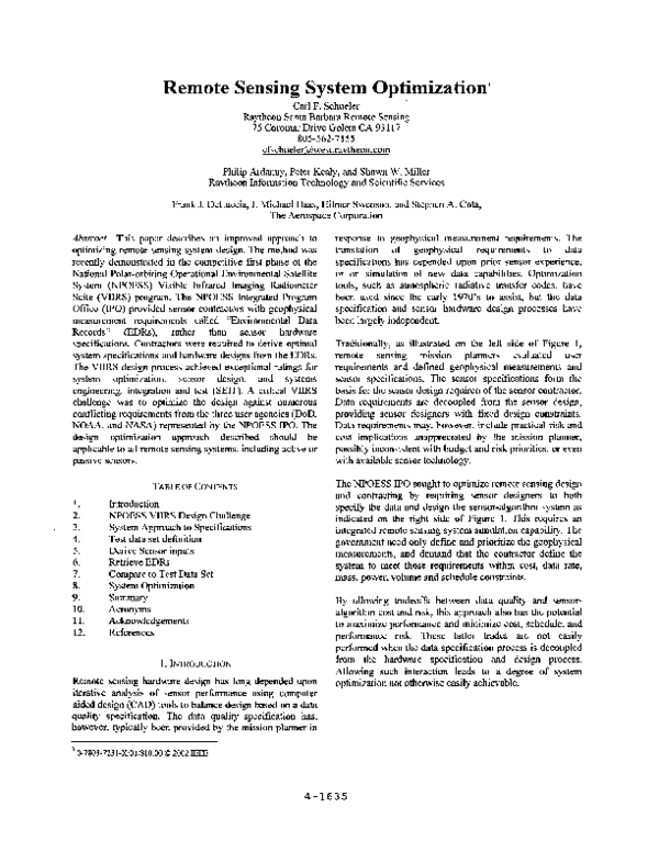 (PDF) Remote sensing system optimization
