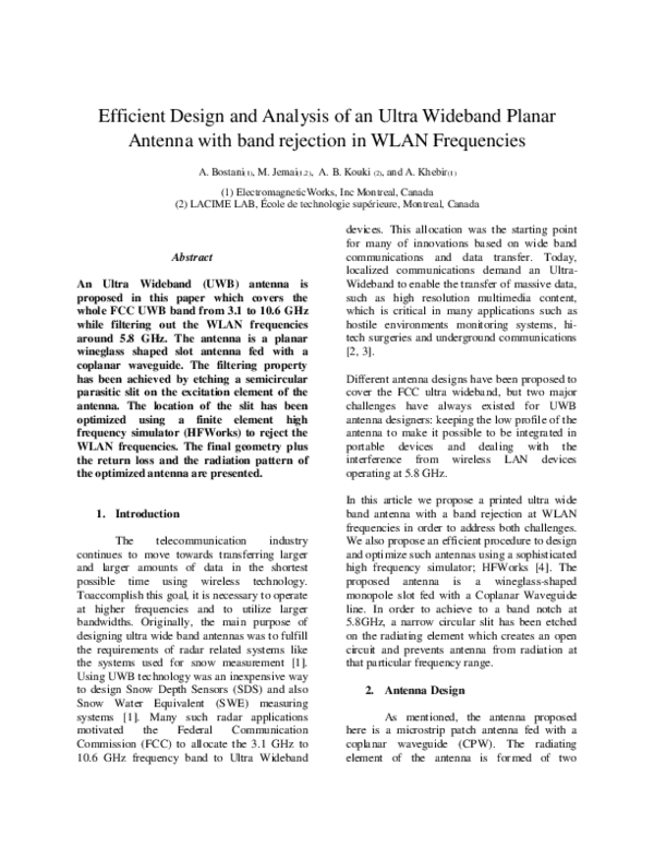 (PDF) Efficient design and analysis of an Ultrawideband planar antenna ...
