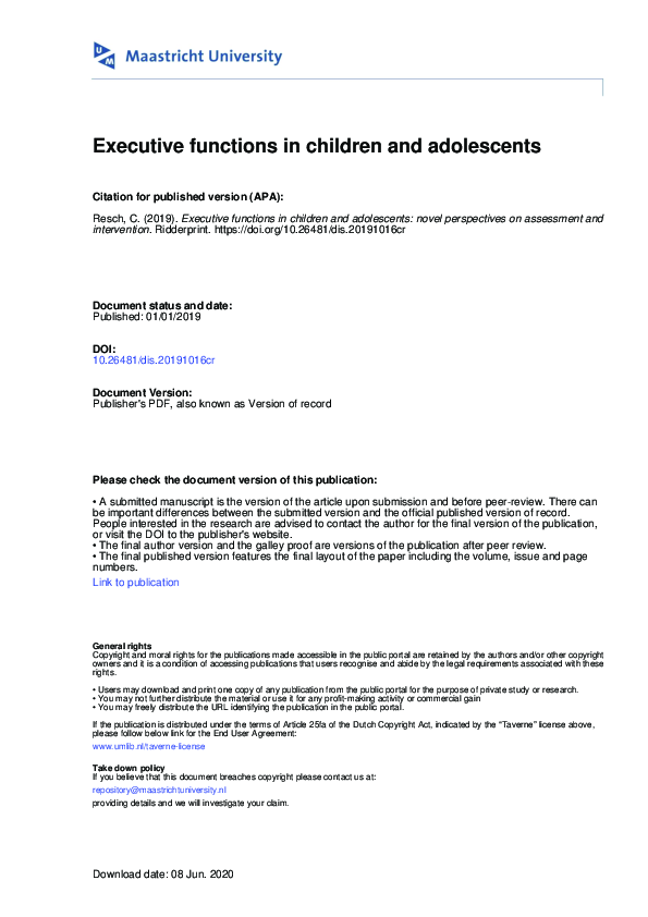 (PDF) Executive Skills in Children and Adolescents: A Practical Guide ...
