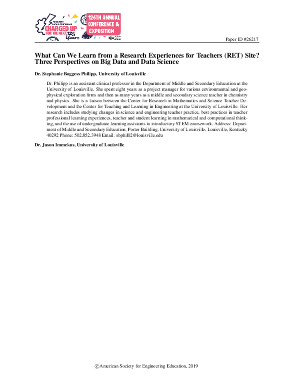 (PDF) Insights from RET on Big Data in Education