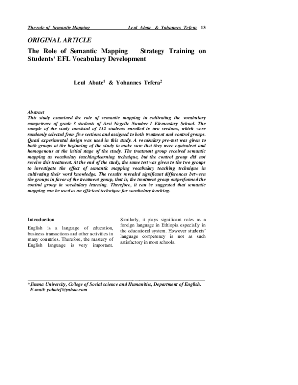 (PDF) The Role of Semantic Mapping Strategy Training on Students’ EFL ...