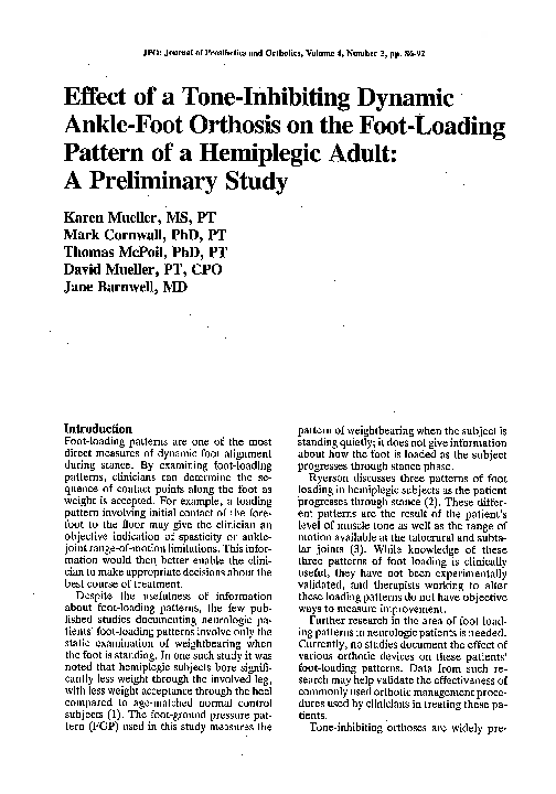 (PDF) Effect of a Tone-Inhibiting Dynamic Ankle-Foot Orthosis on the ...
