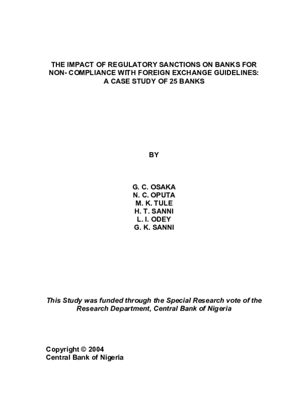 Pdf The Impact Of Regulatory Sanctions On Banks For Non Compliance