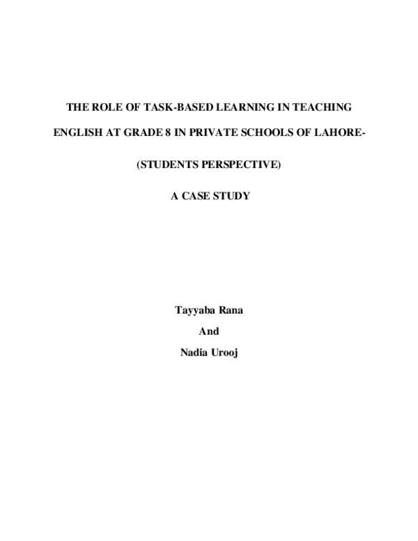 (PDF) The Role of Task-Based Learning in Teaching English at Grade 8 in ...