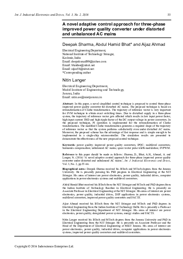 (PDF) A novel adaptive control approach for three-phase improved power ...