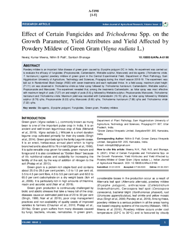 (PDF) Effect of Certain Fungicides and Trichoderma Spp. on the Growth ...