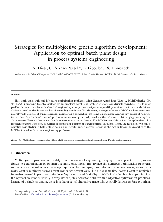 (PDF) Strategies for multiobjective genetic algorithm development ...