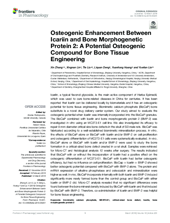 (PDF) Osteogenic Enhancement Between Icariin and Bone Morphogenetic ...