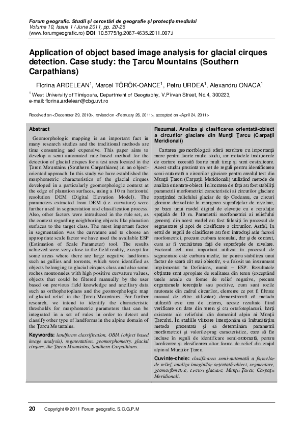 (PDF) Application of Object Based Image Analysis for Glacial Cirques ...